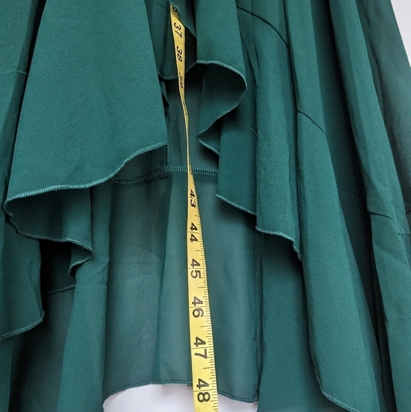 Miusol Green Faux Wrap Ruffle Dress Scalloped Neck HiLo Cap Sleeve sz XXL= US L - Picture 9 of 9